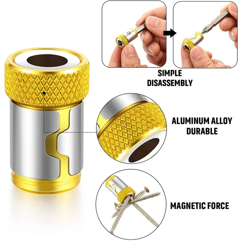 Magnetic Bit Holder Alloy Electric Magnetic Ring Screwdriver Bit Head Holder Anti-Corrosion Strong Magnetizer for Phillip Bit