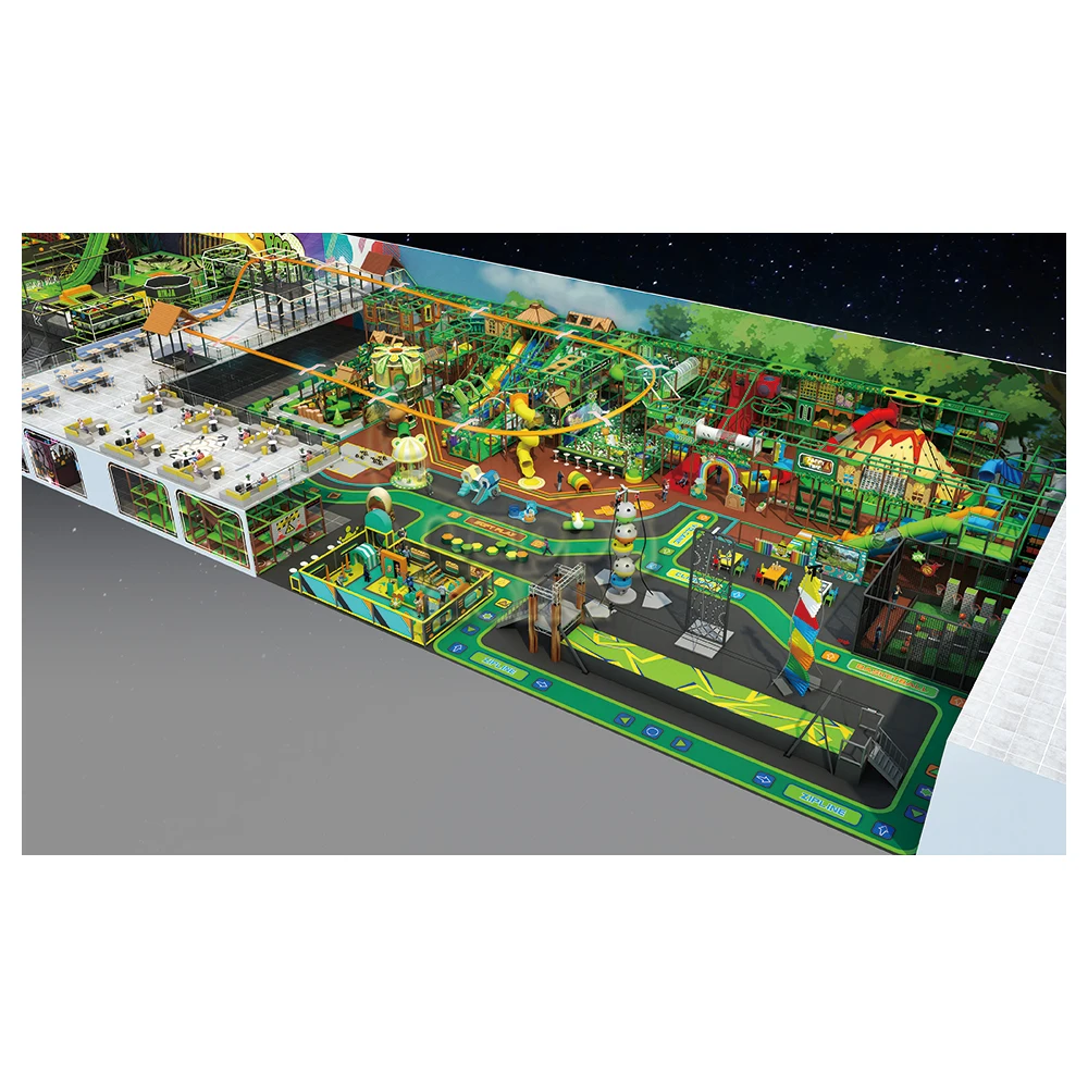 Customized commercial large Jungle theme Kids Amusement park indoor playground jungle gym with play structure, adventure games