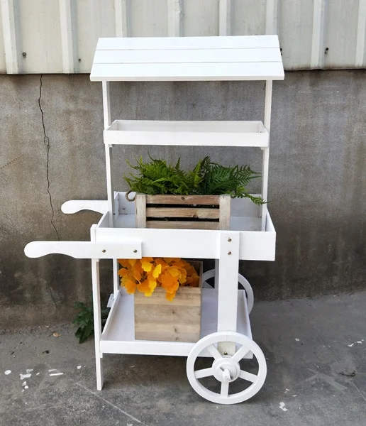 Street Stall Retro Solid Wood Float Flower Rack  Shop Decoration Display Rack Multi-Functional Retro Cart home garden decor