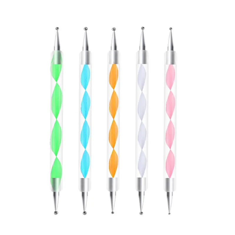 5 sets of nail point drill pens double-ended nails acrylic point drill pens nail brush