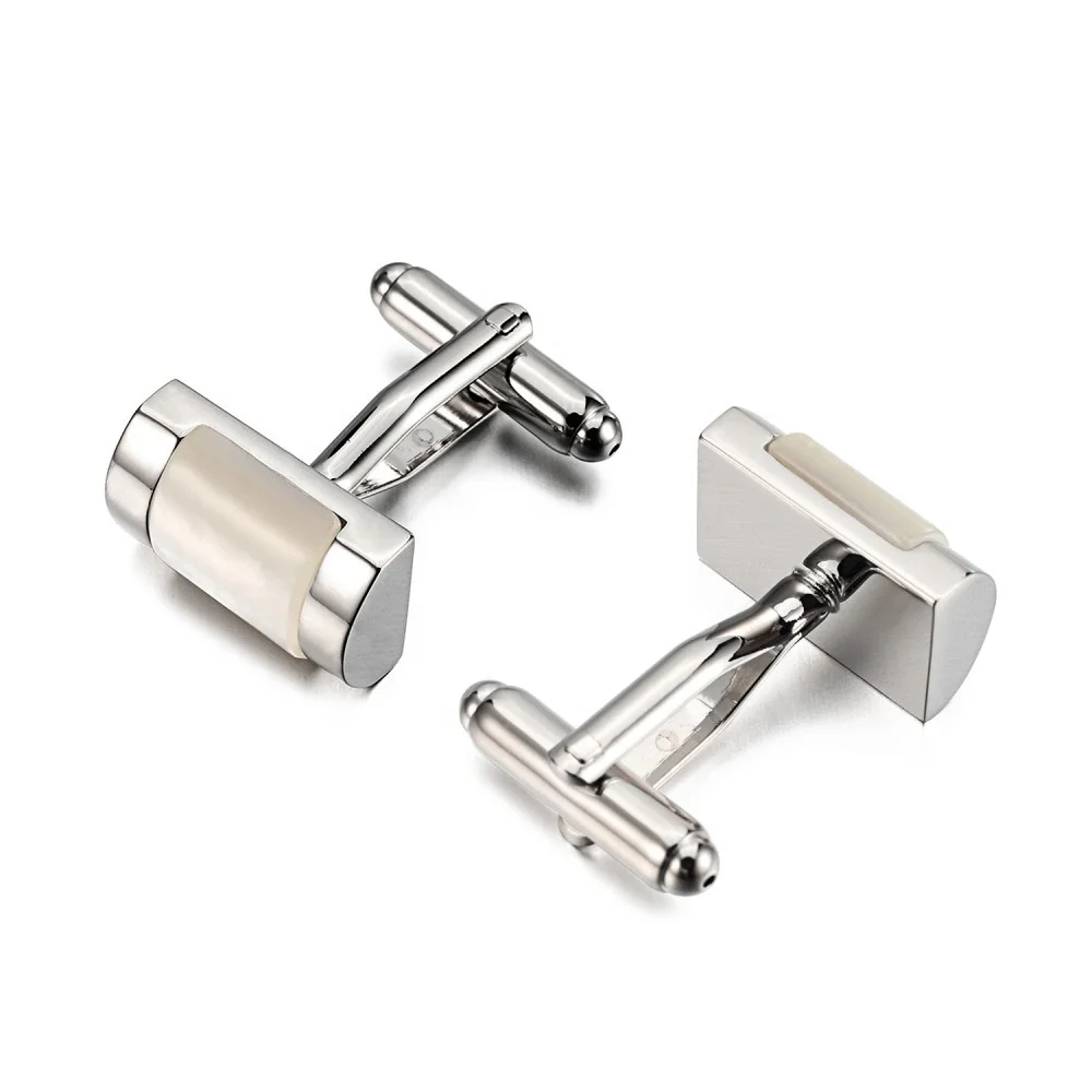 OB Mens Jewelry Retails Steel Color Cuff Links Mother Of Pearl Shell Cufflinks Jewelry For Shop