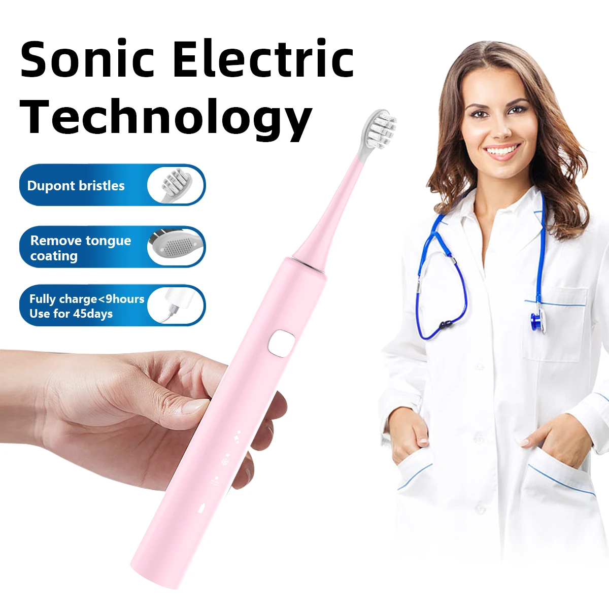 Christmas gift F. D. A  high quality rechargeable mini sonic toothbrush electric for children love adult
