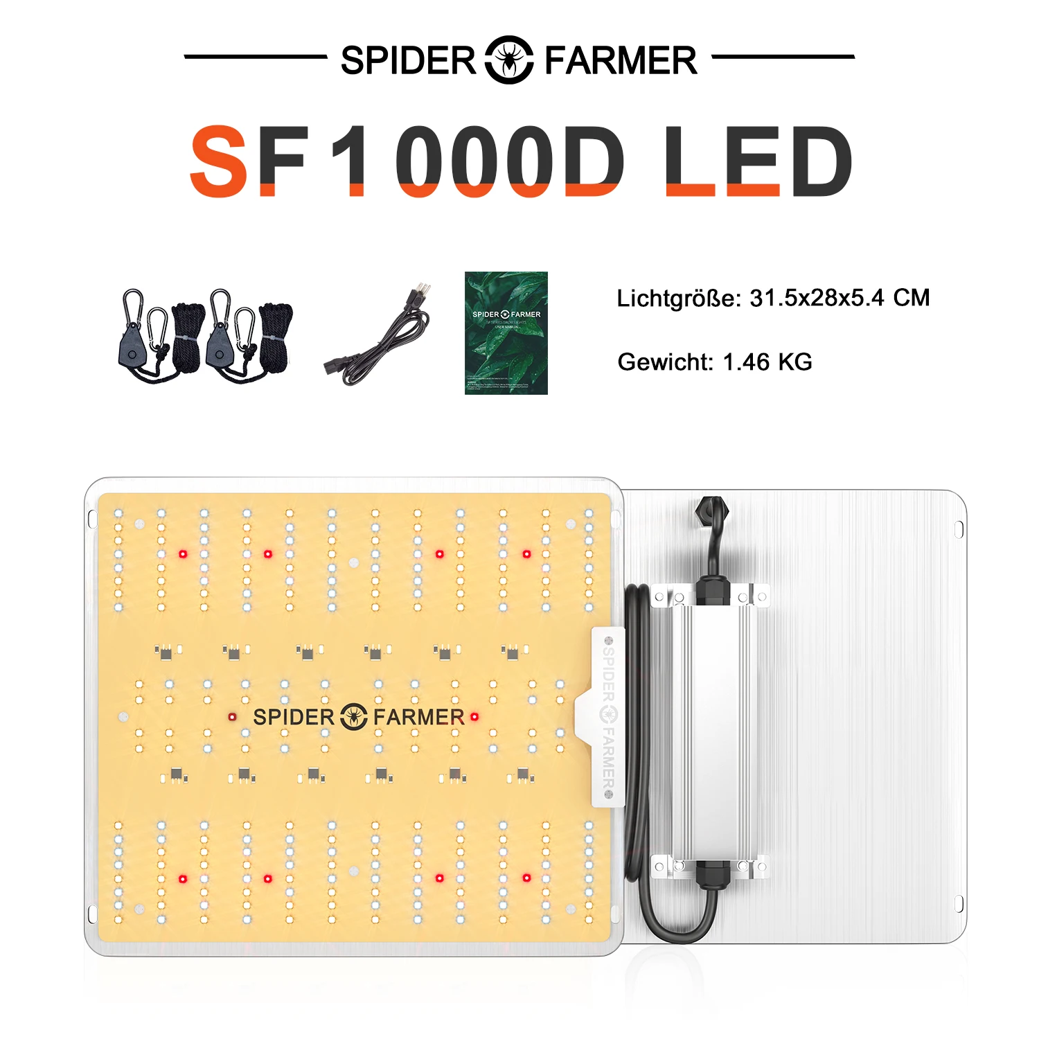 100W  Full Spectrum Led Grow Light For Veg Plants Flowers Samsung Lm301B Driver Growing Lights Spider Farmer SF1000D