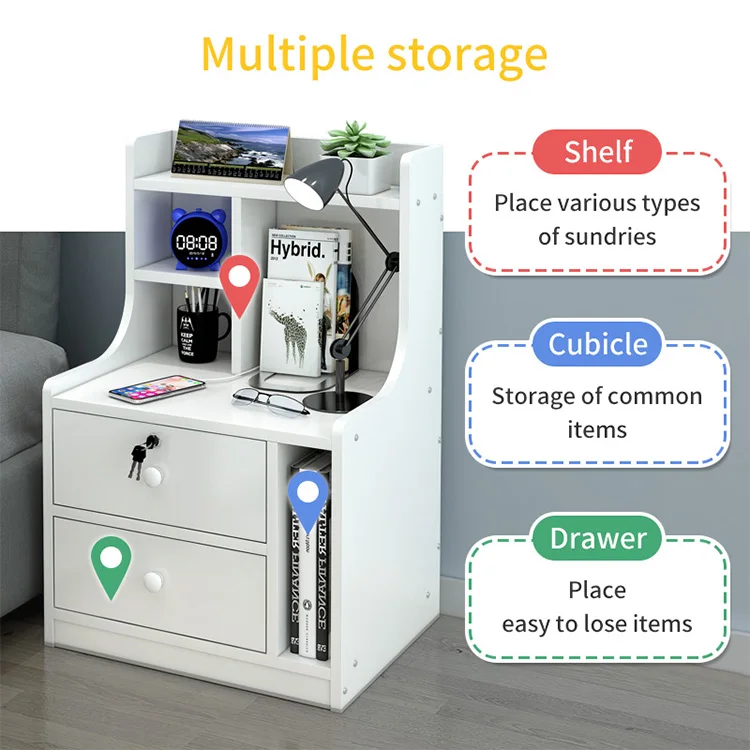 Nightstand Bedside Organizer Modern Design Bed Side Table Wooden Style Stand Packing Storage Furniture Bedroom Bedside Table