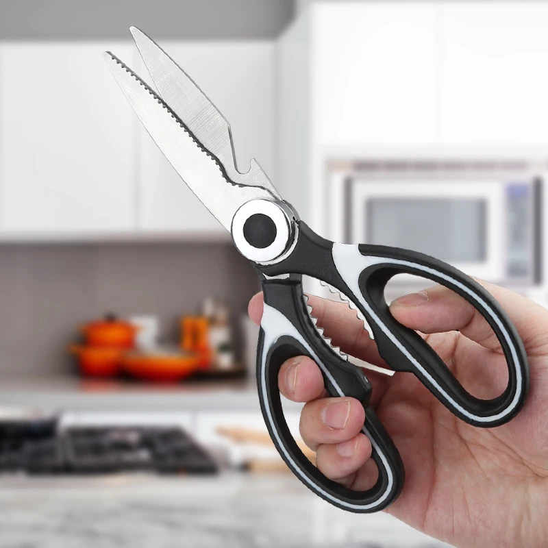 Professional multifunction kitchen shears scissors black color cut bone kitchen scissor