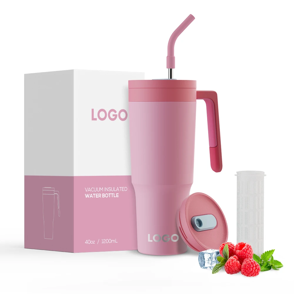 Leak-proof 40 oz Tumbler with Handle Vacuum Insulated Stainless Steel Mug with Sip-It-Your-Way Lid Keeps Drinks Cold Hot