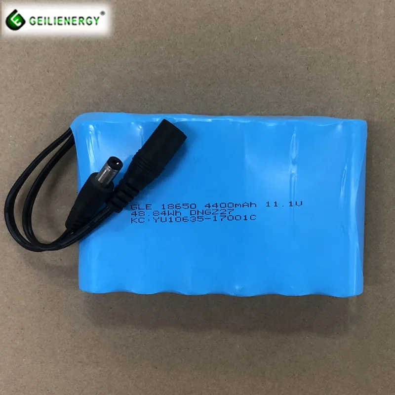 Lithium ion Li-ion 18650 kc battery 11.1v 4400mah rechargeable battery pack for LED light