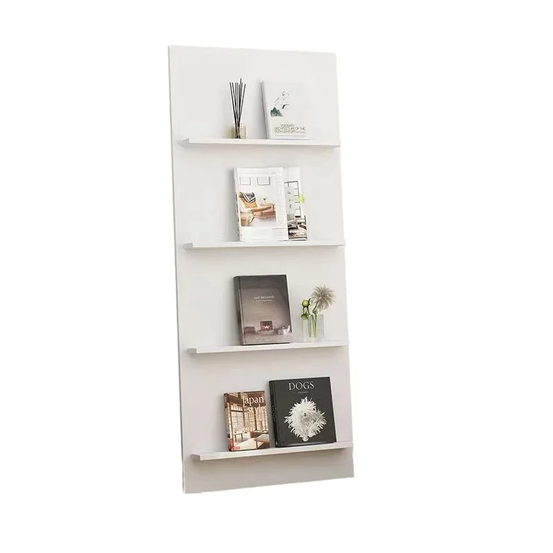 Modern Green Wooden Shelf Youth Bookshelf Bookcase  with Wall Mounted Shelves & Floor-Standing Magazine Basket Home Decor