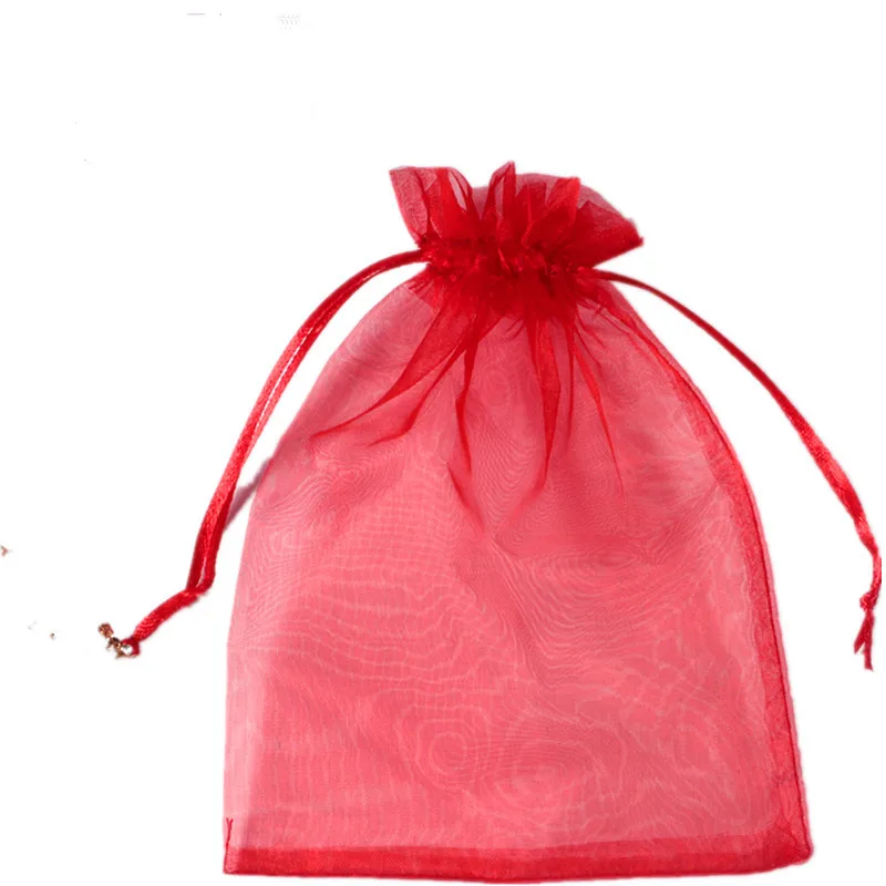 10*15cmWholesale Customized Logo Promotional Small Pouch Cheap Size Packing Gift Net Organza Drawstring Mesh Bags