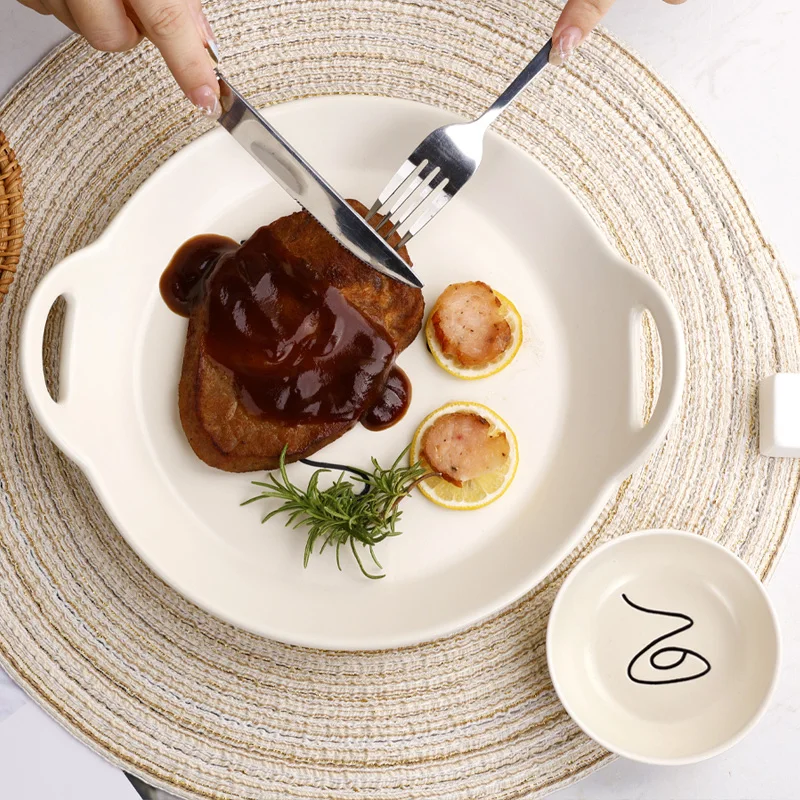 YST Ceramics Factory Kitchen Modern Home Silk Print Stoneware Plates And Bowls Dinner Set Ceramic Tableware Set