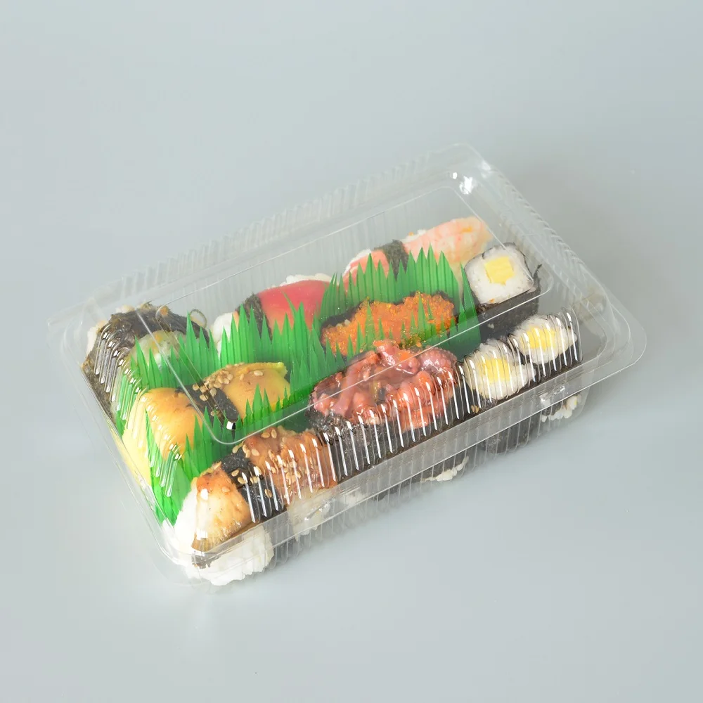 Disposable plastic large black takeaway box sushi packaging