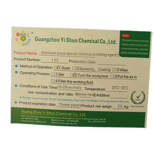 Aluminum brass (memory metal) special chemical polishing agent