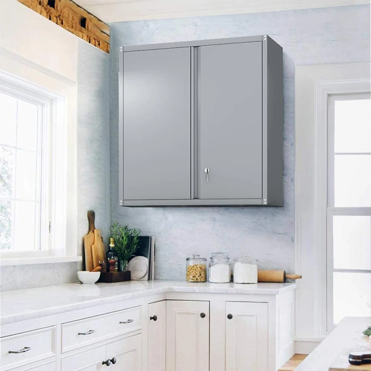JH-Mech Wall Storage Cabinet OEM High Quality Office  lock Adjustable Shelf Grey Steel Foldable Wall Cabinet
