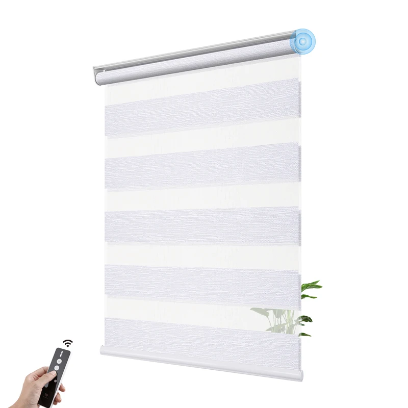 Deyi Smart electrical automatic open motorized rechargeable battery home improvement light filtering zebra blinds