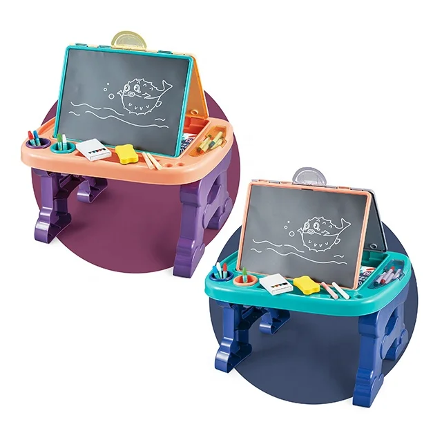 
Multifunction Art Painting Baby 2 In 1 Writing Drawing Black Board Learning Table For Kids 