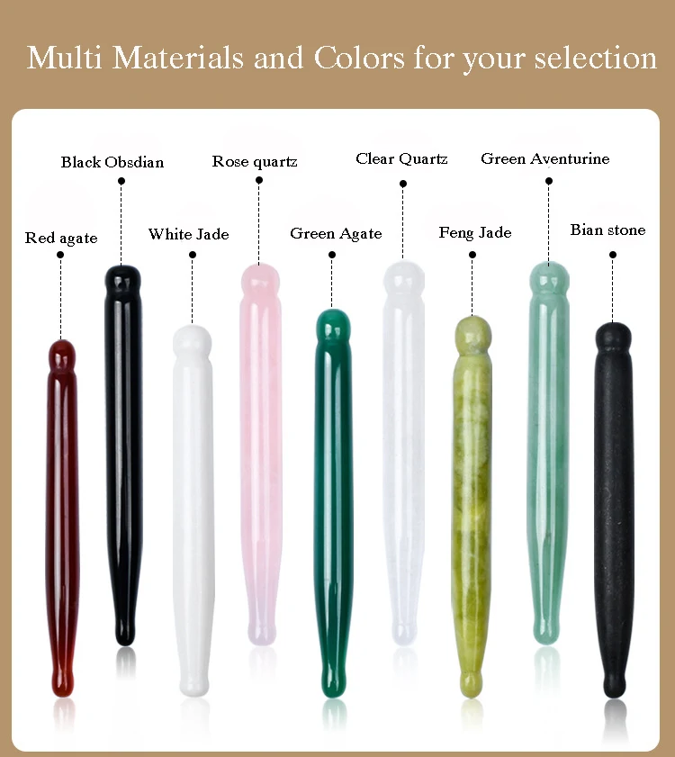 genuine natural stone collection reflexology massage tool, press acupuncture pen for whole body and face
