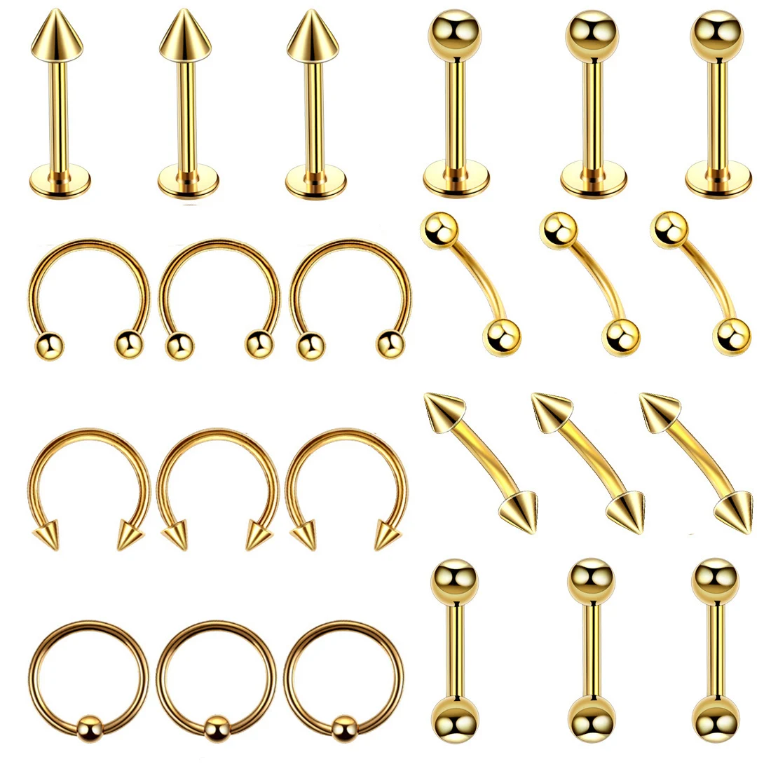 High polished stainless steel flat ends industrial barbell labret piercing tongue rings horseshoe shaped nose rings for women