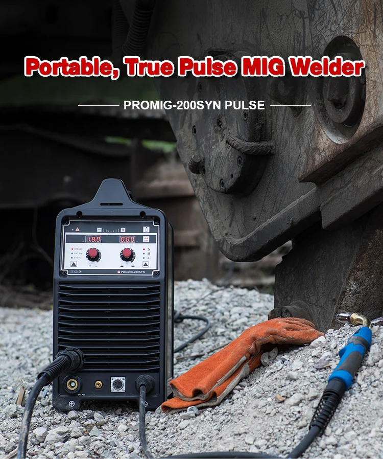 200amp welding machine with 4-roll wire feeder Promig-200syn pulse mig welder synergy control