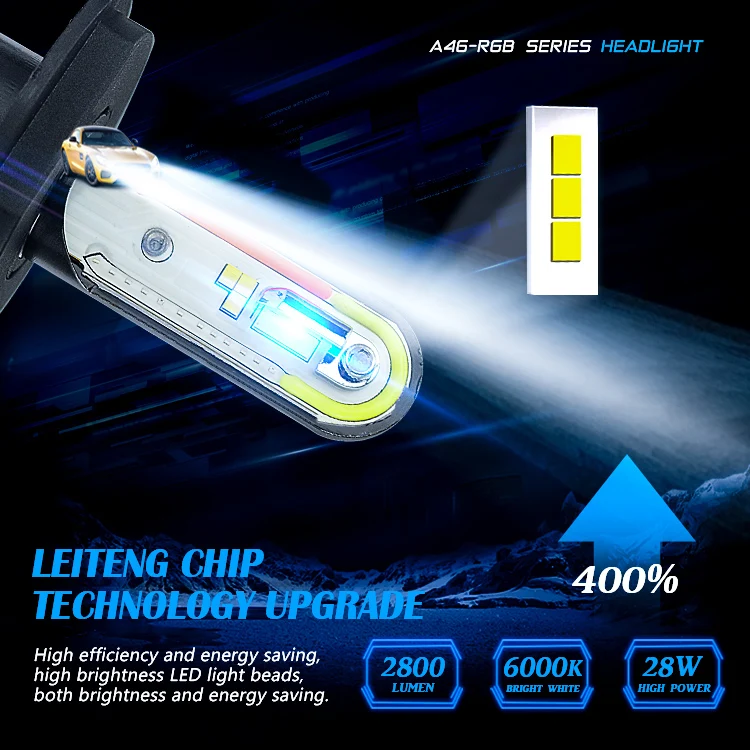 RTD  app control rgb headlight bulb H4 H7 9005 9006 9012  H11 angle eyes bulb change color with music for blue booth control