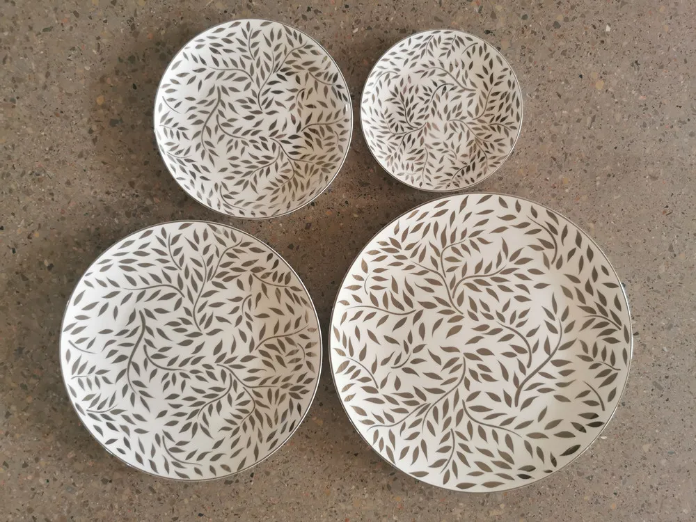 INT Tableware bulk luxury ceramic bone china dishes & dinner plates for weddings gold plates sets dinnerware