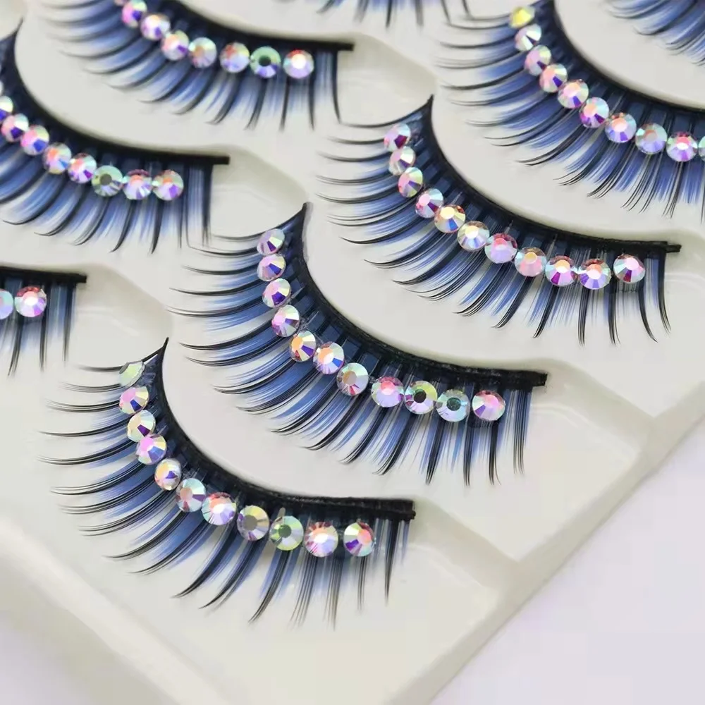 Natural Nude Dense 3D stage dramatic Crossover Long silver Glitter 820 five pairs of fitted false lashes wholesale