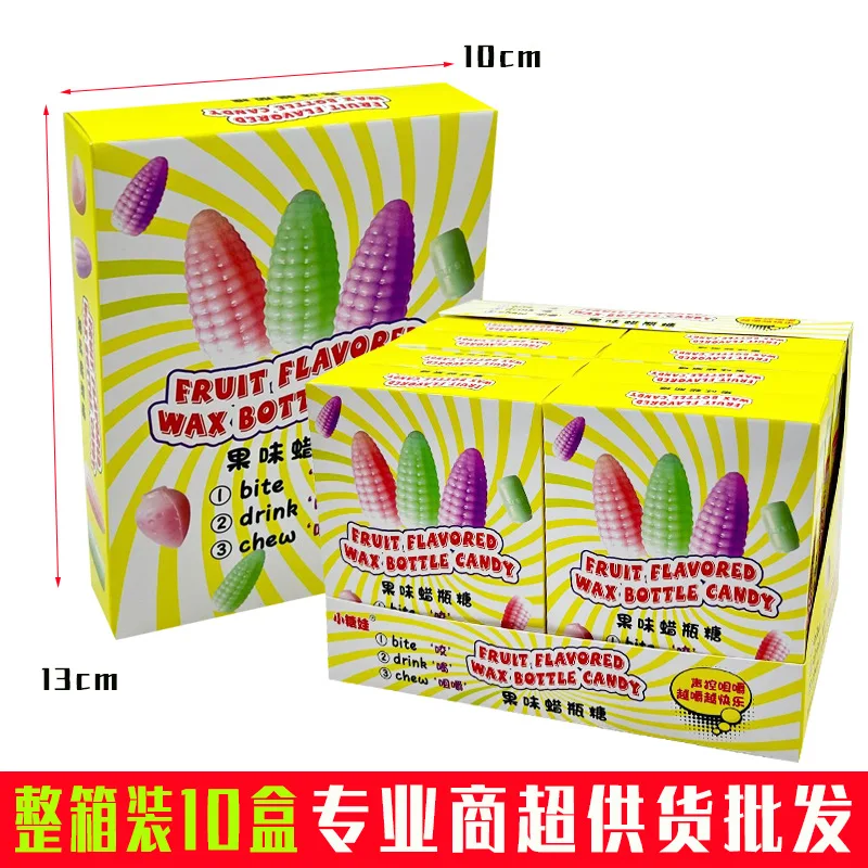 HY Toys10 box of chewable edible stuffed fruit and jam, pop syrup wax bottle sugar finished snacks