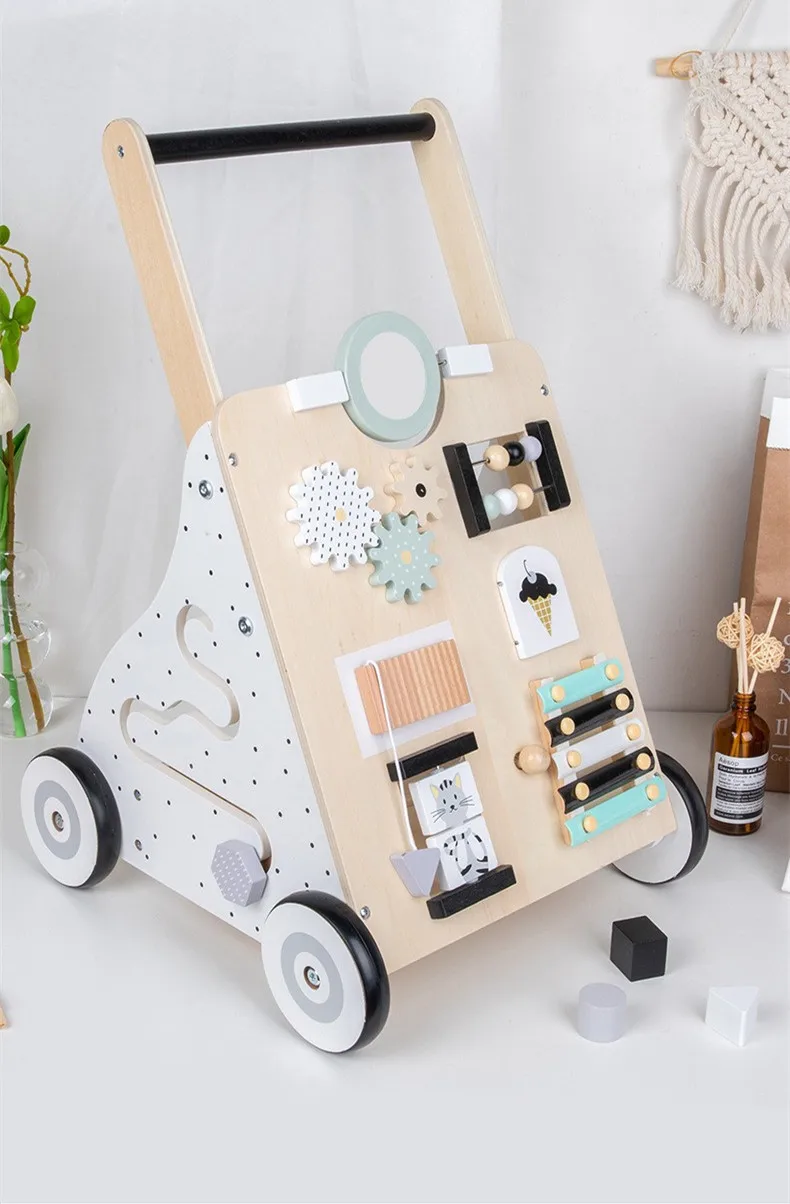 Montessori baby walker baby stroller anti roll over walking aid multifunctional wooden toys
