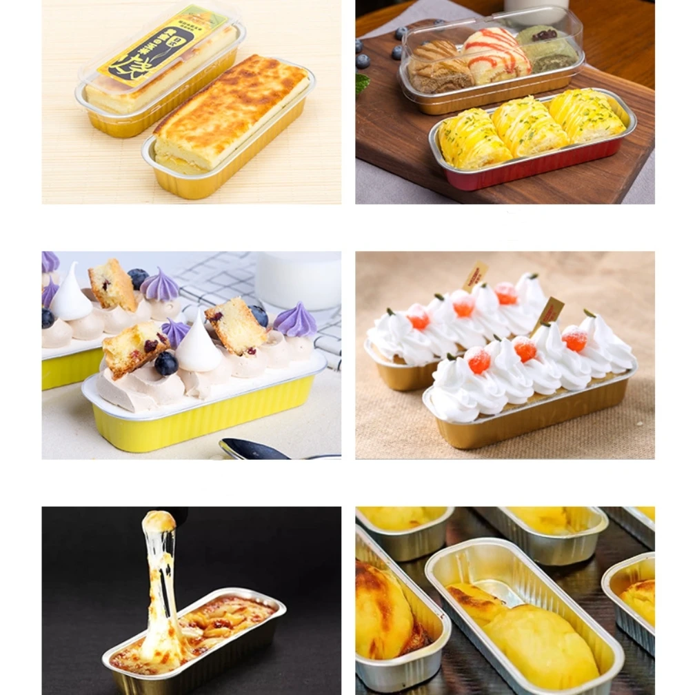 Aluminum foil paper cup rectangle for air fryer accessories mini loaf pans with lids for wedding birthday party