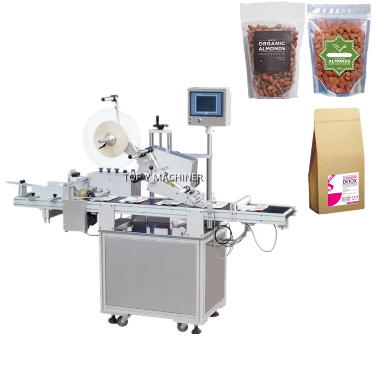  TOY Y High Speed Automatic Stand Up Pouch Labeler Sticker Label Machine Plastic Bag Labeling With Great