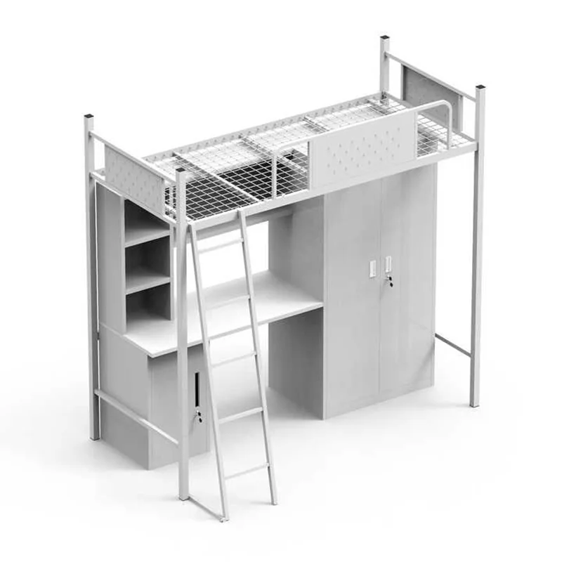High Quality Metal Loft Bunk Bed with Desk and Locker for Adults for Dormitory Apartments Collage Bedrooms Hotels Schools