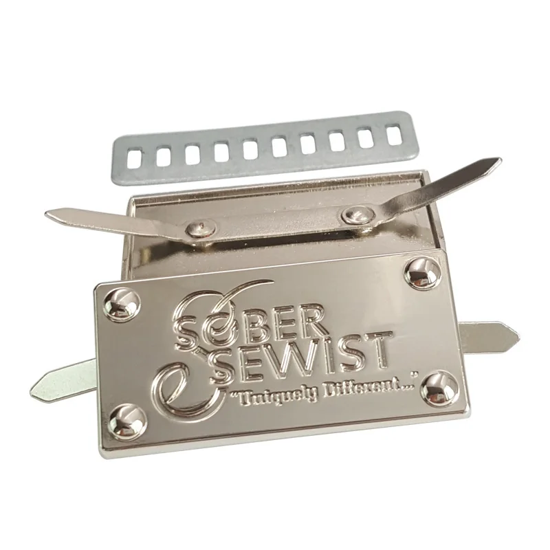 New design leather bags metal engraving plate maker rectangle shape metal decoration tag label