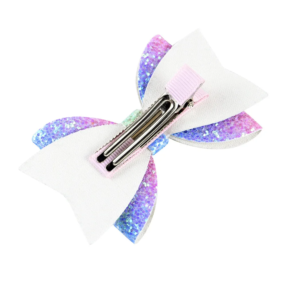 Sequined leather hairpin  Hair Bows for Babies Girls Pencil Back To School Glitter Bow Hair Clips  Accessories Children