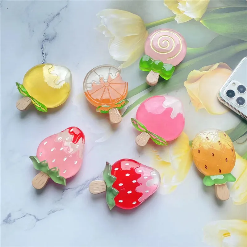 Factory Wholesale 3D Candy Color Ice Cream Grip Tok Korea Phone Holders Stand Socket Summer Fresh Bracket Foldable Phone Grip