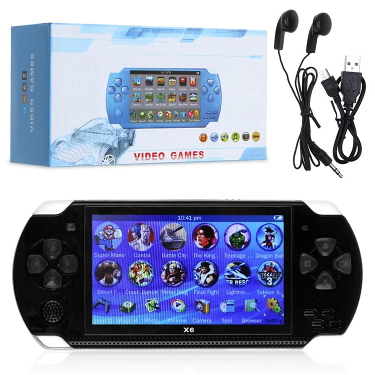 X6 8 Гб 128 бит 10000 игр 4,3 дюймов PSP Высокое разрешение поддержка ТВ Out X6 портативная Ретро игровая консоль портативная для детей