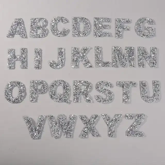 New 2024 products 26 Letters rhinestone patch Alphabet applique 3d heat transfer resin iron on patches for clothing