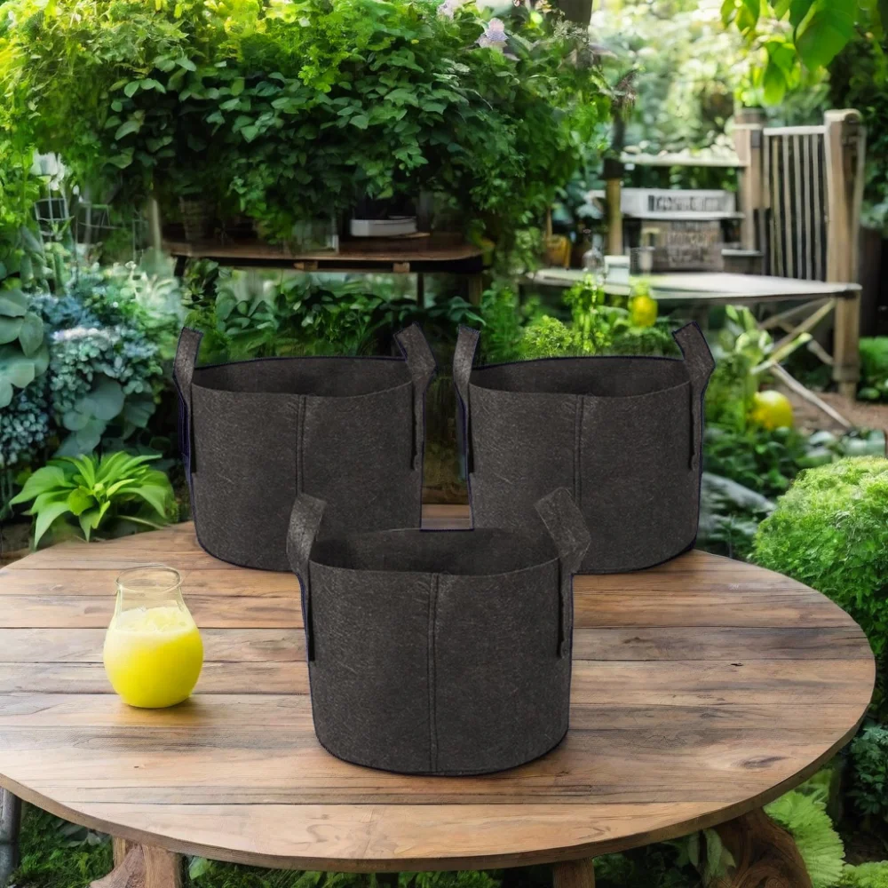 3-300 Gallon Garden Planter Reinforced with Thickened Non-Woven Fabric Heavy Weight Capacity Durable Felt Grow Bag for Plants