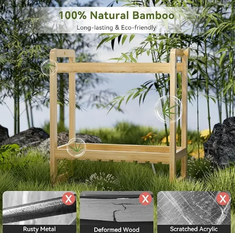 2 Tier Bamboo Organizer Countertop Over Toilet Storage Shelf Display Stand Holder for Kitchen and Bathroom