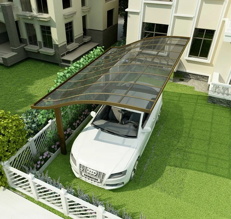  Modern designs carport aluminium garage with arched polycarbonate