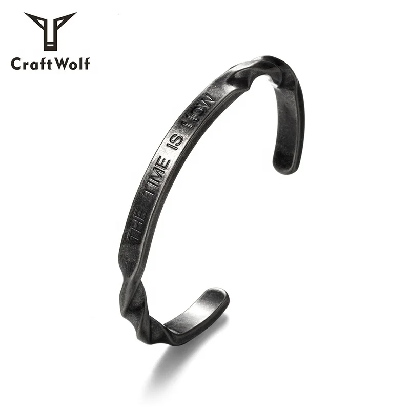 Craft Wolf custom jewelry men women gold silver cuff  316L stainless steel twisted bracelet wholesale Original design factory