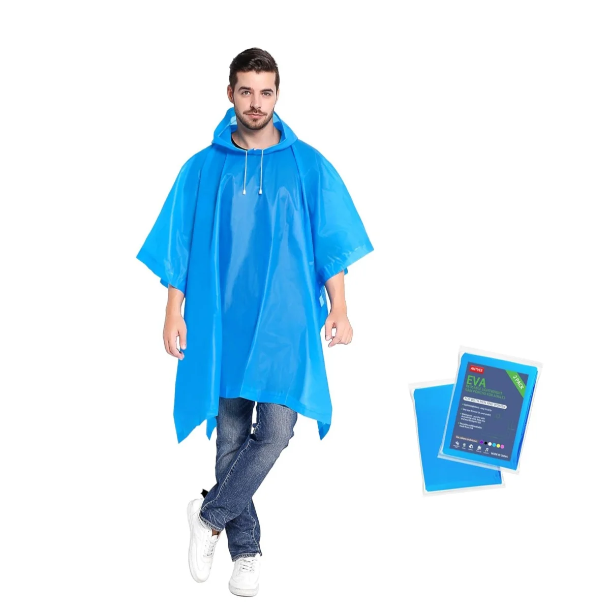 High Quality Custom Adult PEVA Raincoat Lightweight Waterproof Poncho for Summer Cheap Plastic Rainwear Clothing