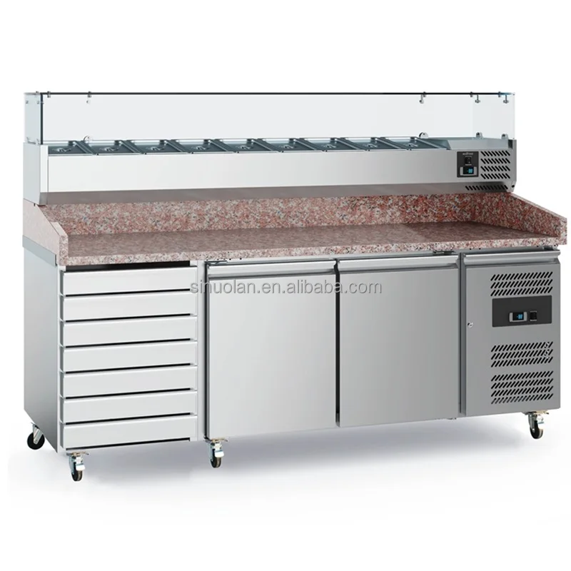 Kitchen Chiller Hot Sale Kitchen Equipment 3 Door Stainless Steel Refrigerator Prep Table Fridge Pizza