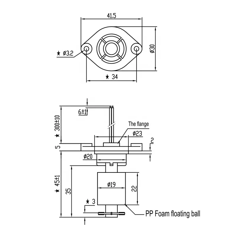 MR4535-P PP Plastic Magnetic Float Switch Fluid Level Sensor For Intelligent Toilet Water Tank