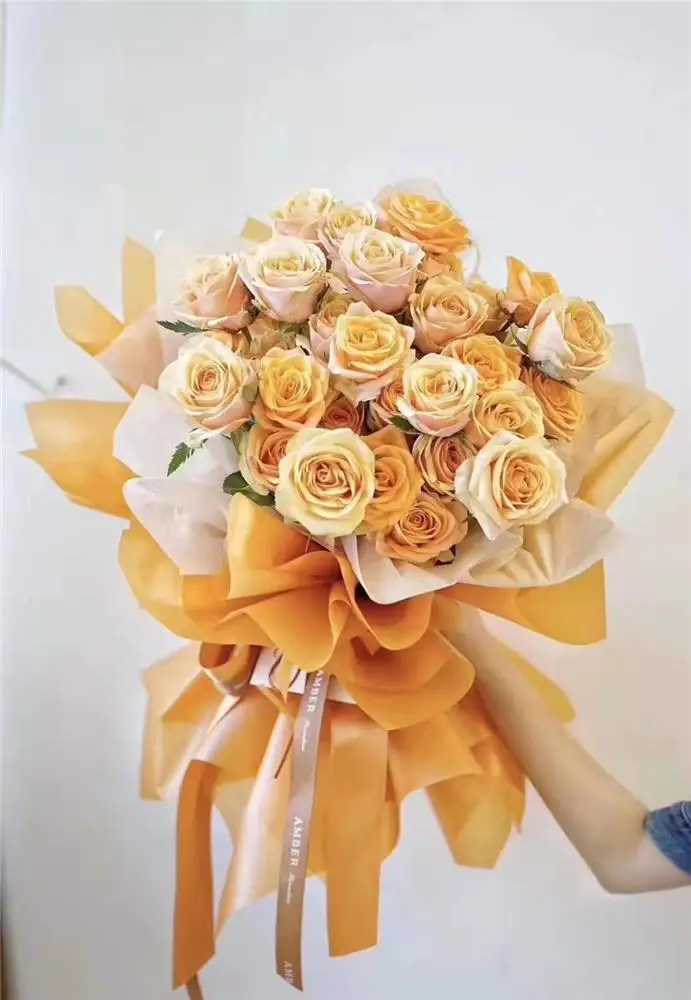 
mixed Colors Flower Wrapping Paper Water-proof Platinum Paper Gift Wrapping Papers Fancy Flowers Packing Ppae 