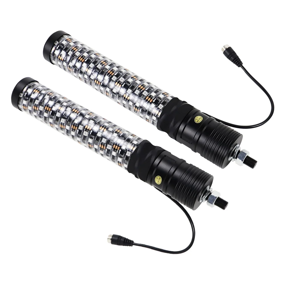 1FT RGB LED Whip Lights w/Flag Pole Remote Control Spiral RGB Chase Light for UTV, ATV, Off-Road, Truck, RZR, Can-am