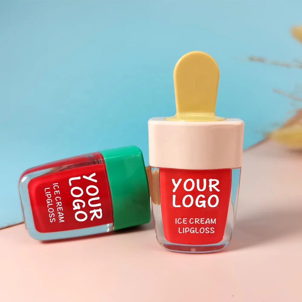 Vegan Kids Cute Lip Gloss Lasting Waterproof Ice Cream Lipgloss Glossy Lip Tint