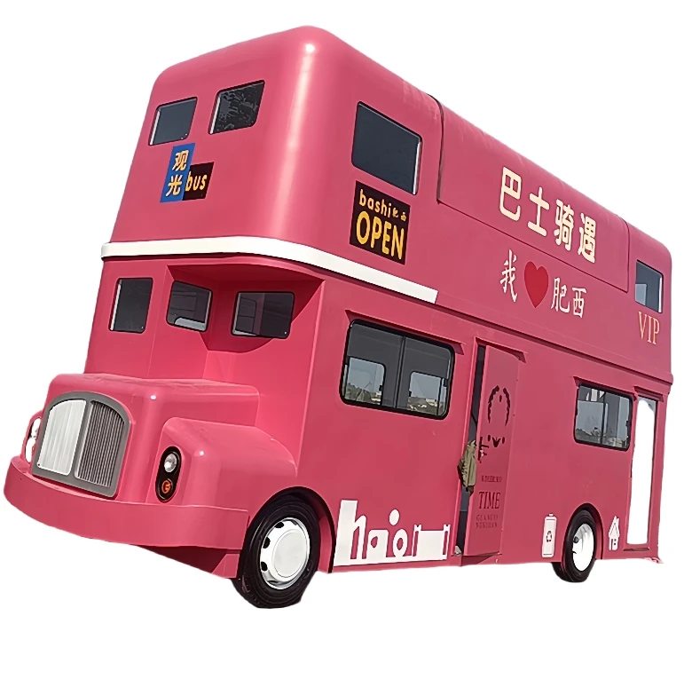 Double-decker Luxury Bus Electric Multi-functional Mobile Box Bar Food Truck Fully Equipped Kitchen Cafe Bar Food Trailer