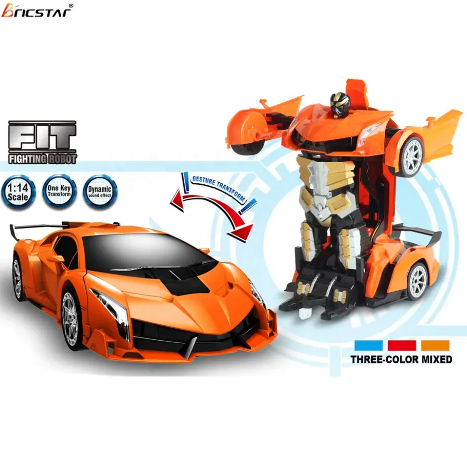 Bricstar Auto demo Remote Control Car Robot Toy gesture Transform 27M 1:18 5CH RC Deformation Car Toy With Light