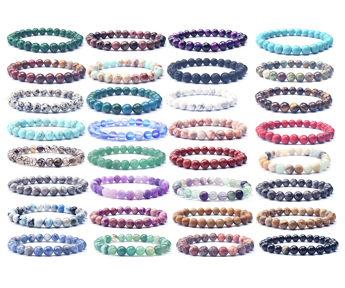 Anxiety Jewelry Pink Frosted Landscape Jasper Round Loose Beads Spacers Charm Healing Natural Stone Bead Bracelets for Women Men