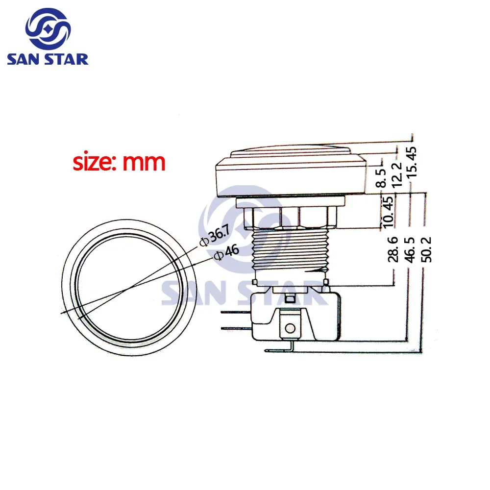 12V Round Shape Led 45mm Illuminated Led Button Arcade Coin Game Machine Parts Arcade Buttons And Joysticks
