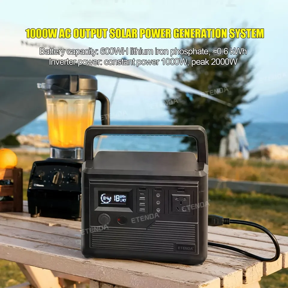 Durable Portable Power Station 1000W AC output Solar Generator for Portable Power Pack for Power Outages
